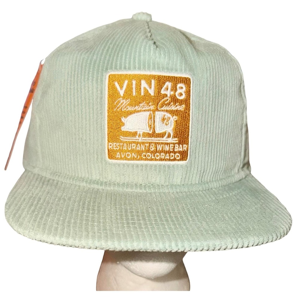 Pukka Vin 48 Mountain Colorado Corduroy Snapback Hat Mint Green NWT